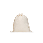 Saco médio de algodão com cordão, alças e fecho 120 g/m² cor natural
