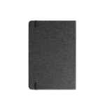 Caderno A5 com capa dura de bambu e RPET com fecho, folhas pautadas cor preto segunda vista