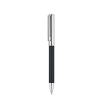 Set de caneta e bloco de notas A5 em pele sintética, folhas pautadas cor preto quarta vista