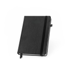 Caderno A5 pautado com planeamento mensal e banda elástica cor preto