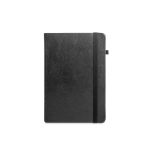 Caderno A5 pautado com planeamento mensal e banda elástica cor preto primeira vista