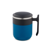 Caneca de viagem parede dupla, mate e base antiderrapante 400 ml cor azul primeira vista