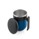 Caneca de viagem parede dupla, mate e base antiderrapante 400 ml cor azul quarta vista