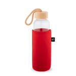 Capa para garrafa em feltro reciclado para transporte cor vermelho terceira vista