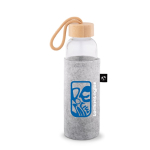 Capa para garrafa em feltro reciclado para transporte cor cinzento-claro imagem com logo 4