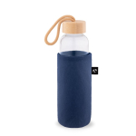 Capa para garrafa em feltro reciclado para transporte cor azul-marinho terceira vista
