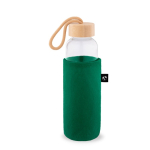 Capa para garrafa em feltro reciclado para transporte cor verde-escuro terceira vista