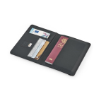 Porta-passaportes em pele sintética com proteção RFID e fecho elástico cor preto quarta vista