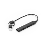 Hub USB multifunções ecológico com 4 portas e carregamento de 10W cor preto
