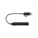 Hub USB multifunções ecológico com 4 portas e carregamento de 10W cor preto primeira vista