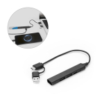 Hub USB multifunções ecológico com 4 portas e carregamento de 10W varias cores