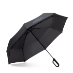 Guarda-chuva dobrável de 3 secções em pongee com pega ergonómica Ø117 cor preto imagem com logo