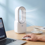 Ventoinha portátil sem pás com luz LED de 6 cores e 4 velocidades cor branco oitava vista