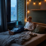 Ventoinha portátil sem pás com luz LED de 6 cores e 4 velocidades cor bege nona vista