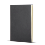 Caderno A5 com capa macia em PU e fita marca-páginas, folhas pautadas cor azul
