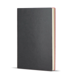 Caderno A5 com capa macia em PU e fita marca-páginas, folhas pautadas cor vermelho