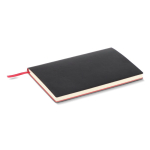 Caderno A5 com capa macia em PU e fita marca-páginas, folhas pautadas cor vermelho quinta vista