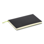 Caderno A5 com capa macia em PU e fita marca-páginas, folhas pautadas cor verde quinta vista