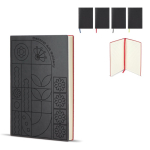 Caderno A5 com capa macia em PU e fita marca-páginas, folhas pautadas