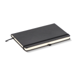 Caderno A5 pautado de capa dura em PU ideal para gravação a laser cor preto quinta vista