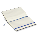 Caderno A5 pautado de capa dura em PU ideal para gravação a laser cor azul quarta vista