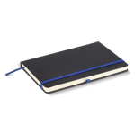 Caderno A5 pautado de capa dura em PU ideal para gravação a laser cor azul quinta vista