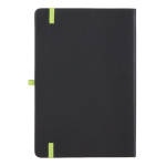 Caderno A5 pautado de capa dura em PU ideal para gravação a laser cor verde segunda vista