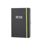 Caderno A5 pautado de capa dura em PU ideal para gravação a laser vista principal