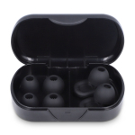 Tampões de ouvidos de silicone macio com estojo e em 3 tamanhos cor preto segunda vista