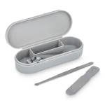 Conjunto de manicure em estojo compacto de plástico com 3 peças cor cinzento segunda vista