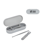 Conjunto de manicure em estojo compacto de plástico com 3 peças vista principal