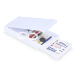 Kit de costura em caixa de plástico com pensos rápido para viagens cor branco