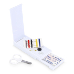 Kit de costura em caixa de plástico com pensos rápido para viagens cor branco terceira vista