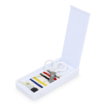 Kit de costura em caixa de plástico com pensos rápido para viagens cor branco quarta vista