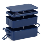 Marmita dupla com fecho de clipes e talheres integrados 1,55 L cor azul-escuro nona vista