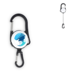 Porta-cartões em plástico com mosquetão duplo e cordão retrátil