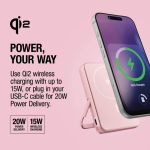 Power bank magnética com carregamento sem fios Fresh'n Rebel 10.000mAh cor cor-de-rosa oitava vista