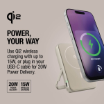 Power bank magnética com carregamento sem fios Fresh'n Rebel 10.000mAh cor bege oitava vista