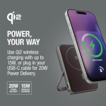 Power bank magnética com carregamento sem fios Fresh'n Rebel 10.000mAh cor cinzento-escuro oitava vista