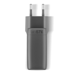 Carregador rápido com tripla porta 1 USB-A e 2 USB-C Fresh'n Rebel 67W cor cinzento-escuro