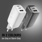 Carregador rápido com tripla porta 1 USB-A e 2 USB-C Fresh'n Rebel 67W cor cinzento-escuro quarta vista