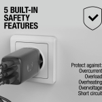 Carregador rápido com tripla porta 1 USB-A e 2 USB-C Fresh'n Rebel 67W cor cinzento-escuro quinta vista