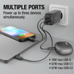 Carregador rápido com tripla porta 1 USB-A e 2 USB-C Fresh'n Rebel 67W cor cinzento-escuro sétima vista