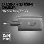 Carregador rápido com tripla porta 1 USB-A e 2 USB-C Fresh'n Rebel 67W cor cinzento-escuro nona vista