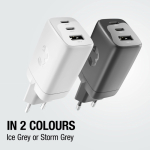 Carregador rápido com tripla porta 1 USB-A e 2 USB-C Fresh'n Rebel 67W cor cinzento-claro quinta vista
