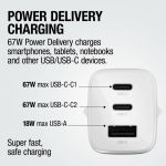 Carregador rápido com tripla porta 1 USB-A e 2 USB-C Fresh'n Rebel 67W cor cinzento-claro sétima vista