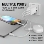 Carregador rápido com tripla porta 1 USB-A e 2 USB-C Fresh'n Rebel 67W cor cinzento-claro oitava vista