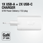 Carregador rápido com tripla porta 1 USB-A e 2 USB-C Fresh'n Rebel 67W cor cinzento-claro nona vista