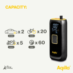 Compressor portátil enchimento rápido com lanterna e powerbank 4000mAh cor preto quinta vista