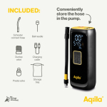 Compressor portátil enchimento rápido com lanterna e powerbank 4000mAh cor preto sétima vista